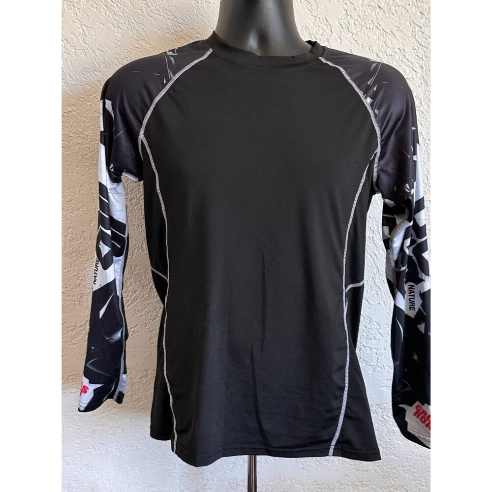 Men's Unbranded Black Long Sleeve T-Shirt Graphic Sleeve Design Size XL
